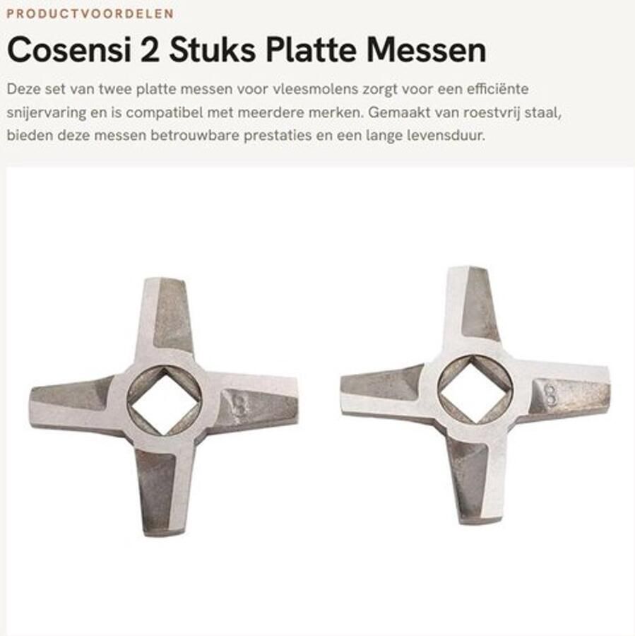 Vleesmolen Mes 2 Stuks Roestvrij Staal Platte Messen Vervangingsaccessoires Compatibel met Meerdere Merken Betrouwbare Prestaties