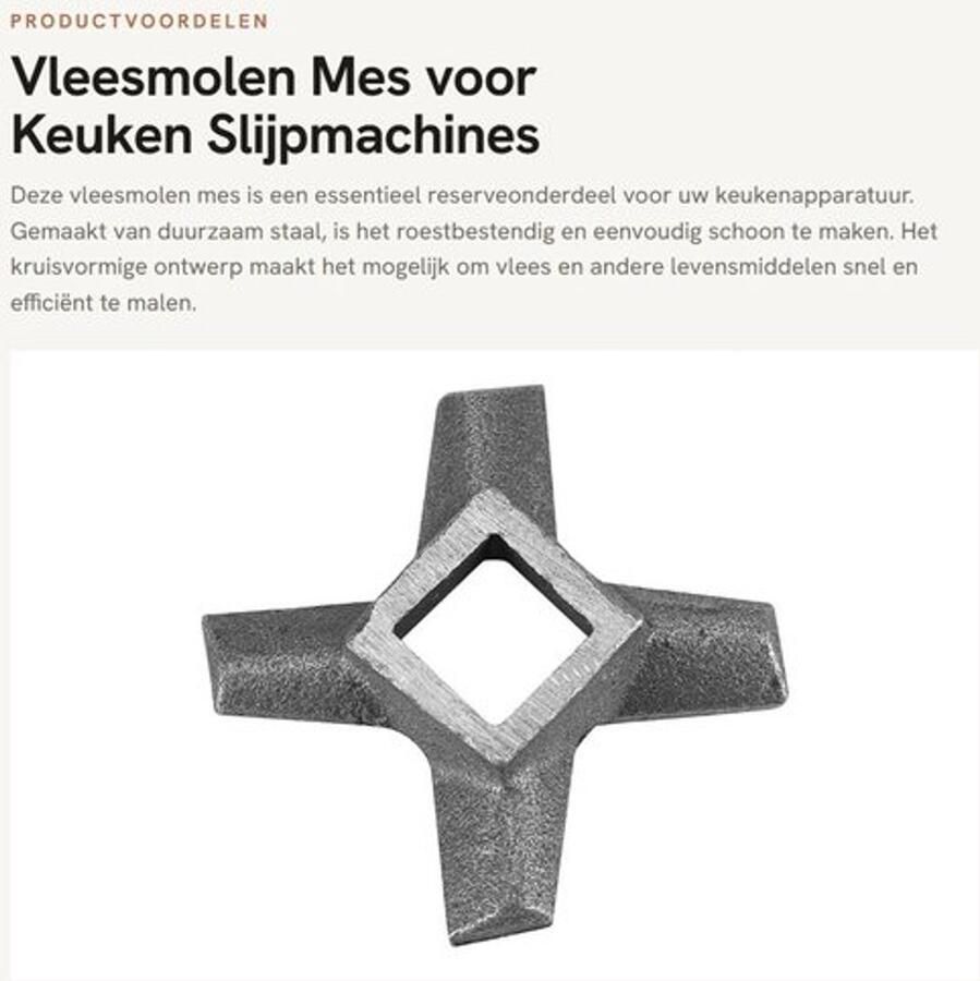 Vleesmolen Mes Duurzaam Reserveonderdeel Slijpmachine Vleesmaler Roestvrij Staal Kruisvormig Ontwerp Vleesmolenblad