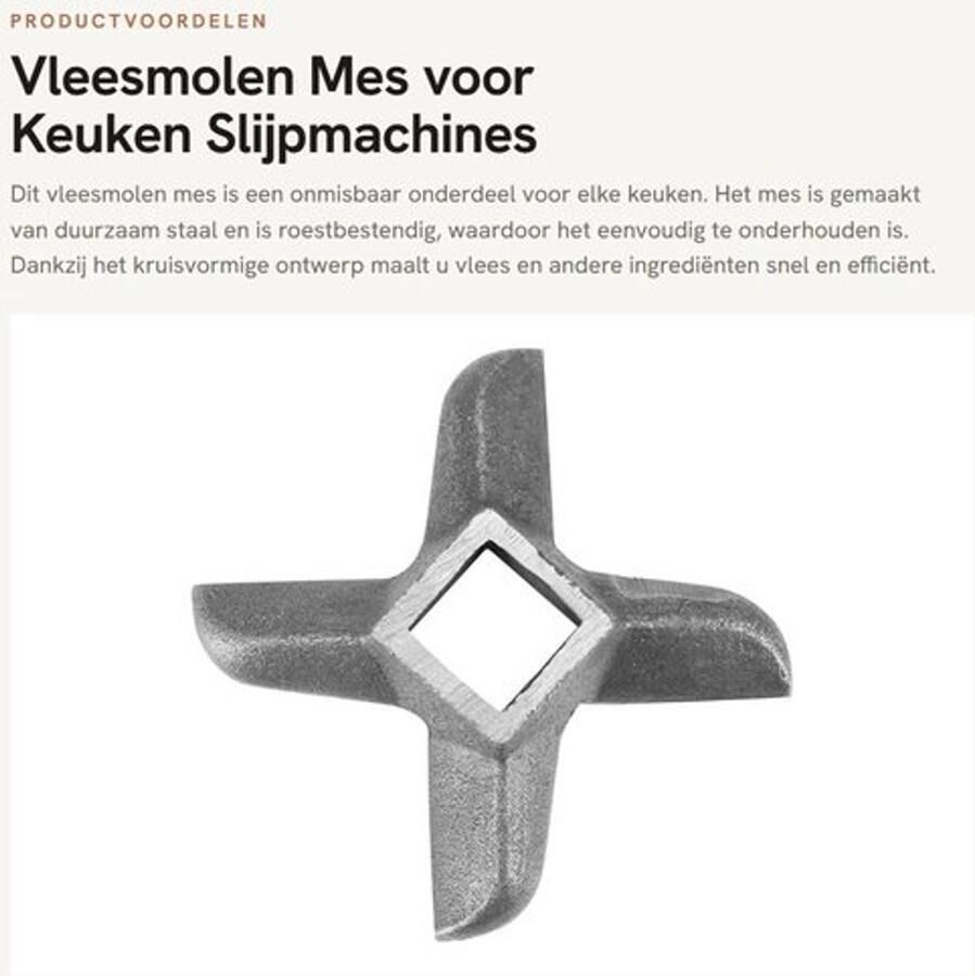Vleesmolen Mes Duurzaam Staal Reserveonderdeel Slijpmachine Vleesmaler Vervangmes Kruisvormig Ontwerp Roestbestendig Vleesmolenblad