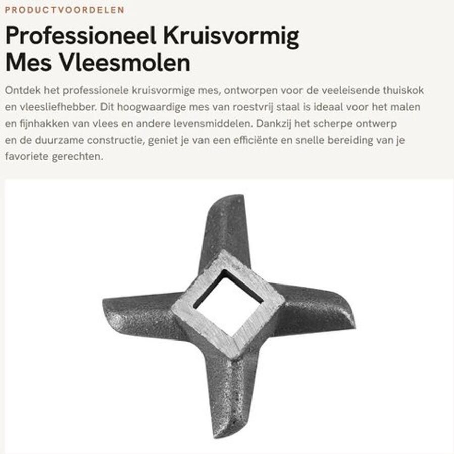 Vleesmolen Mes Professioneel Vervangend Mes Roestvrij Staal Kruisvormig Ontwerp 5 Soorten Messen Duurzaam en Makkelijk te Reinigen Vleesmes