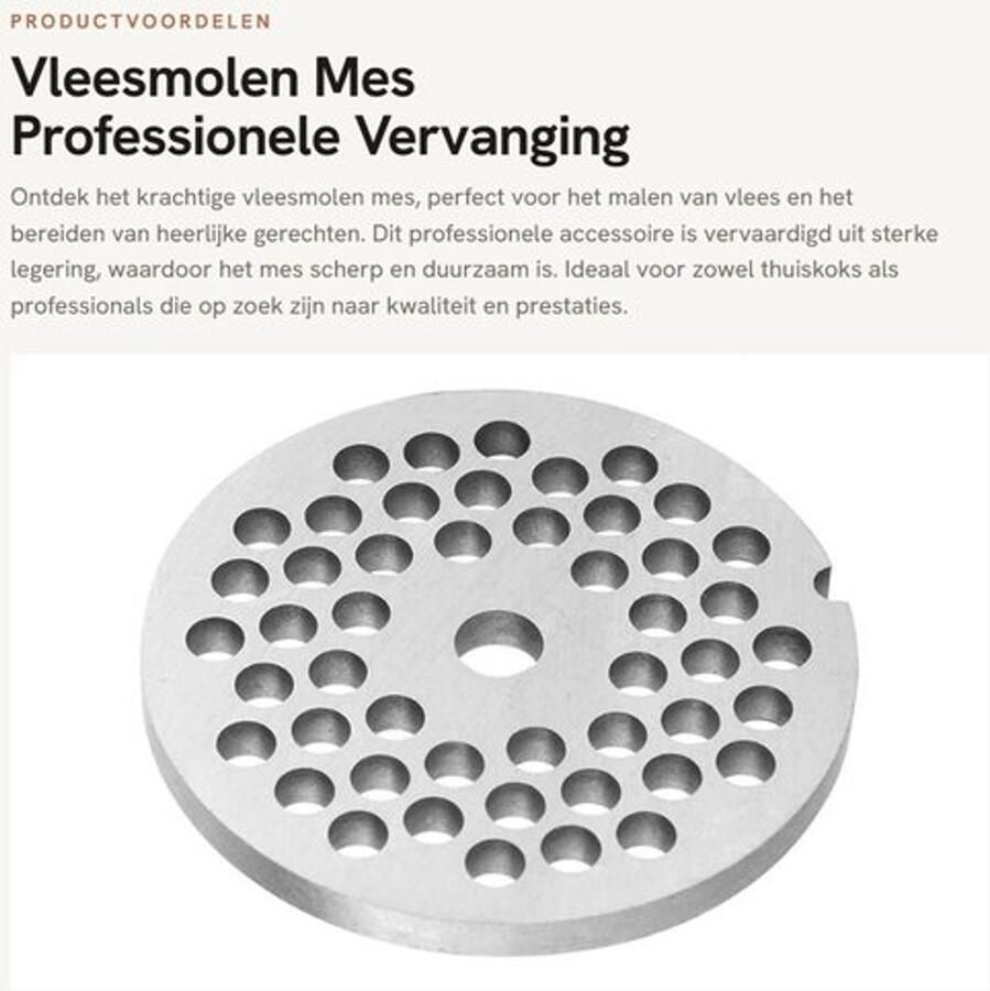 Vleesmolen Mes Professionele Vervanging Legering Plaat Schijf Mes met Gaten 5mm Gatdiameter Duurzaam en Veilig Eenvoudig te Reinigen Vleesplaat