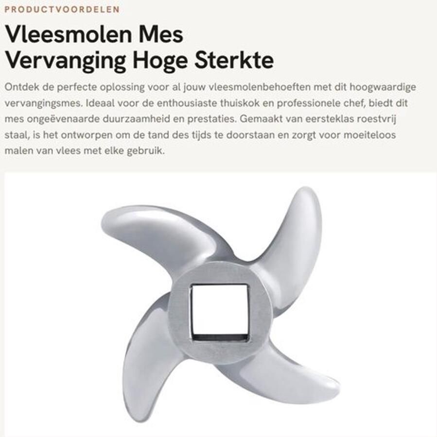 Vleesmolen Mes Vervanging RVS Hoge Sterkte Duurzaam Materiaal Geschikt voor Vleesmolen Keuken Tool Eenvoudig te Verwisselen Gehaktmolen Mes