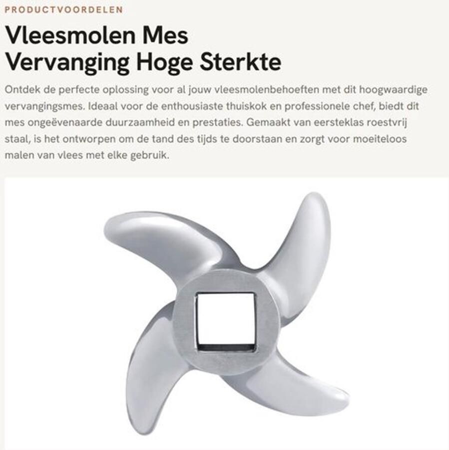 Vleesmolen Mes Vervanging RVS Hoge Sterkte Duurzaam Materiaal Geschikt voor Vleesmolen Keuken Tool Eenvoudig te Verwisselen Gehaktmolen Mes