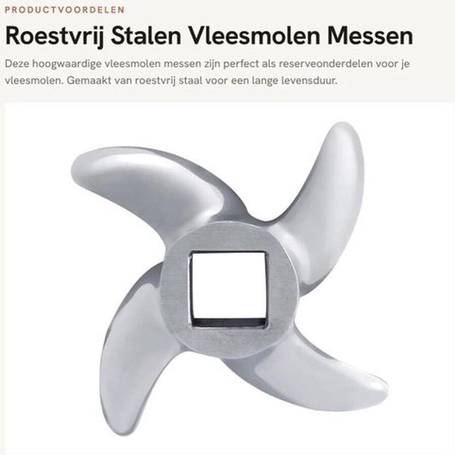 Vleesmolen Messen Roestvrij Staal Reserveonderdelen Kruismolen Lemmet Vervangingsonderdeel Geschikt voor Vleesmolen Diameter 61 mm