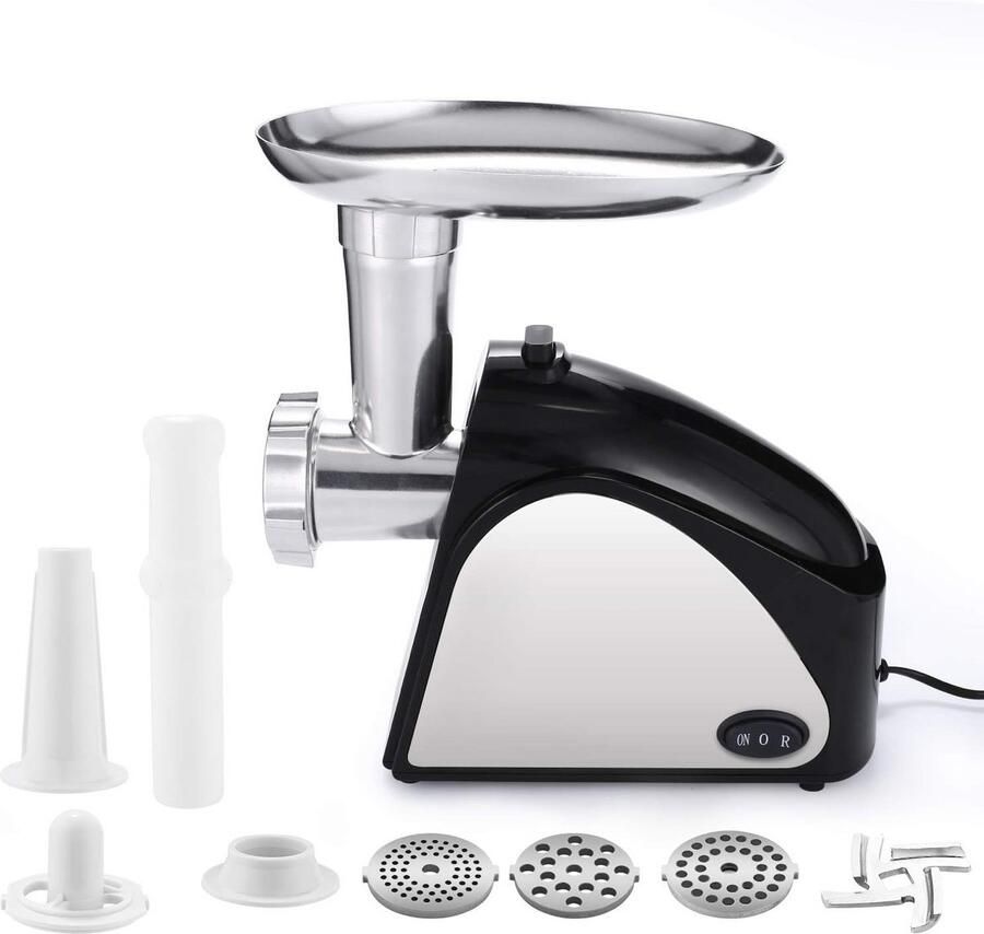 Vleesmolen met 3 maalplaten en worstvulbuizen voor thuisgebruik Roestvrij staal