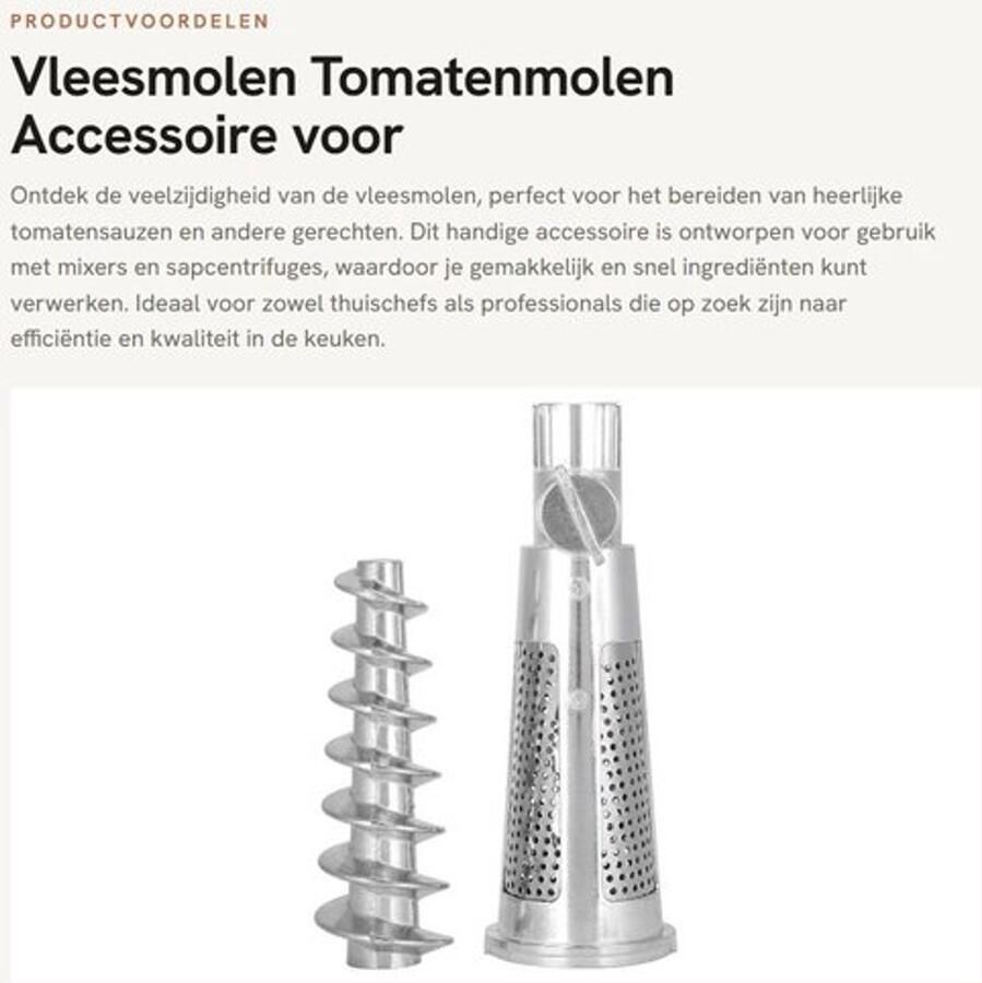 Vleesmolen met accessoires Tomatenmolen Bevestiging Filterhuls Schroef Voor mixer - Foto 2