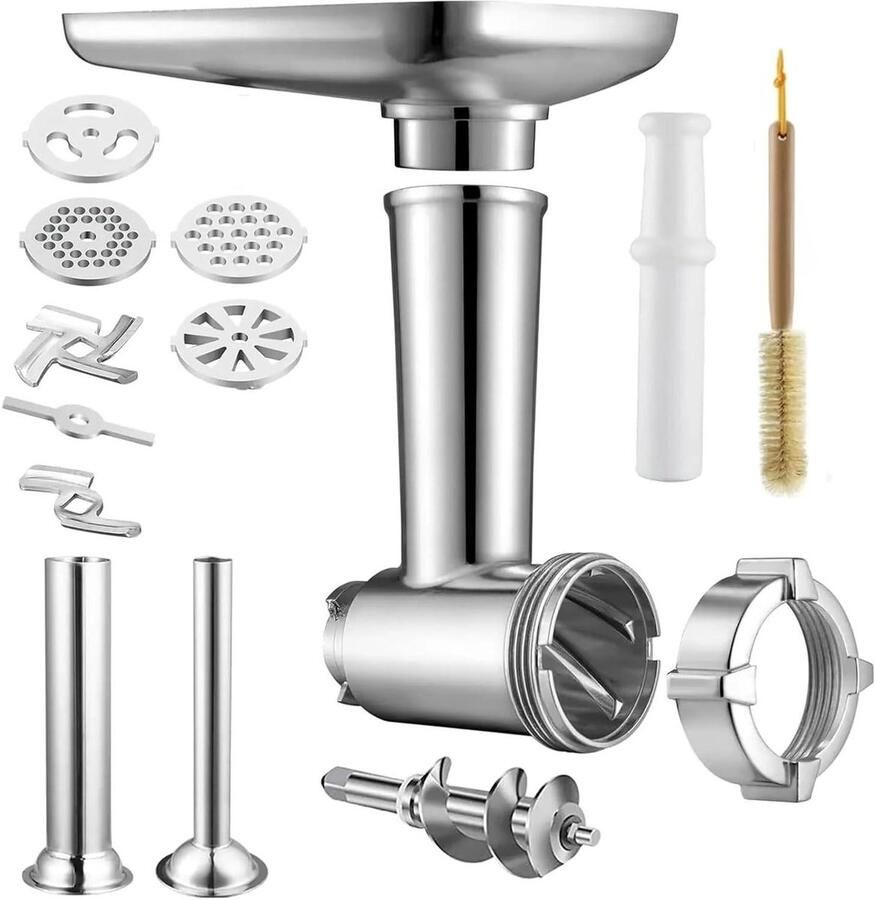 Vleesmolen Onderdelen Mixer Opzetstuk Voedselmolen Keukenwerk Roestvrij Staal Aluminium ABS 1 Pakket Zilver