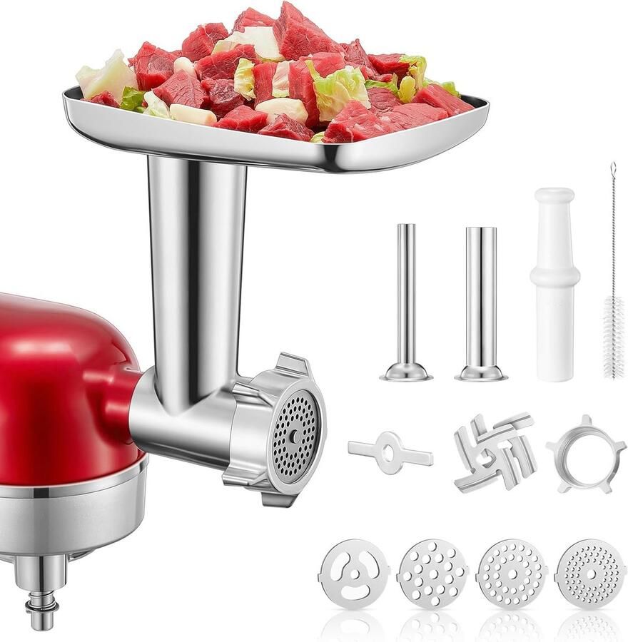 Vleesmolen Opzetstuk Keukenmachine Accessoire Zelf Vlees Malen 15 Delige Set 21 x 20.5 x 15 cm