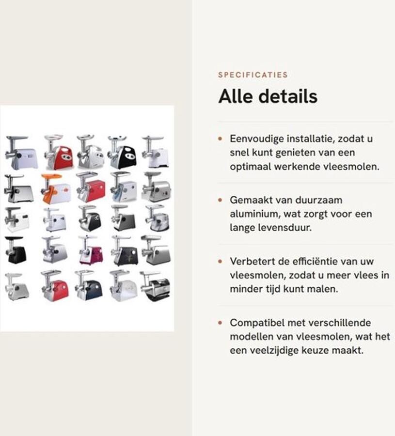 Vleesmolen Professioneel Aluminium Accessoire Vervangende Schroef Eenvoudige Installatie Duurzaam Verbeterde Prestaties Vleesmachine - Foto 3