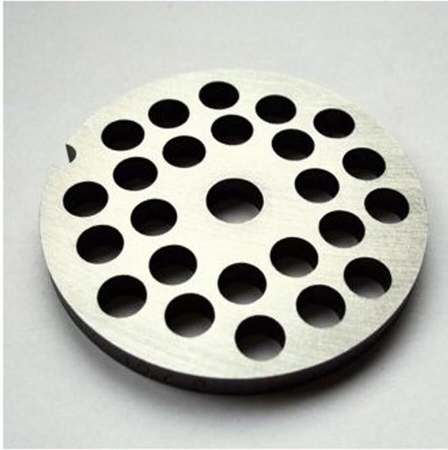 Vleesmolen Schijf Geperforeerde Plaat Vlees Malen Gemiddelde Gaten 8mm 69.5 mm Diameter Zilverkleurig