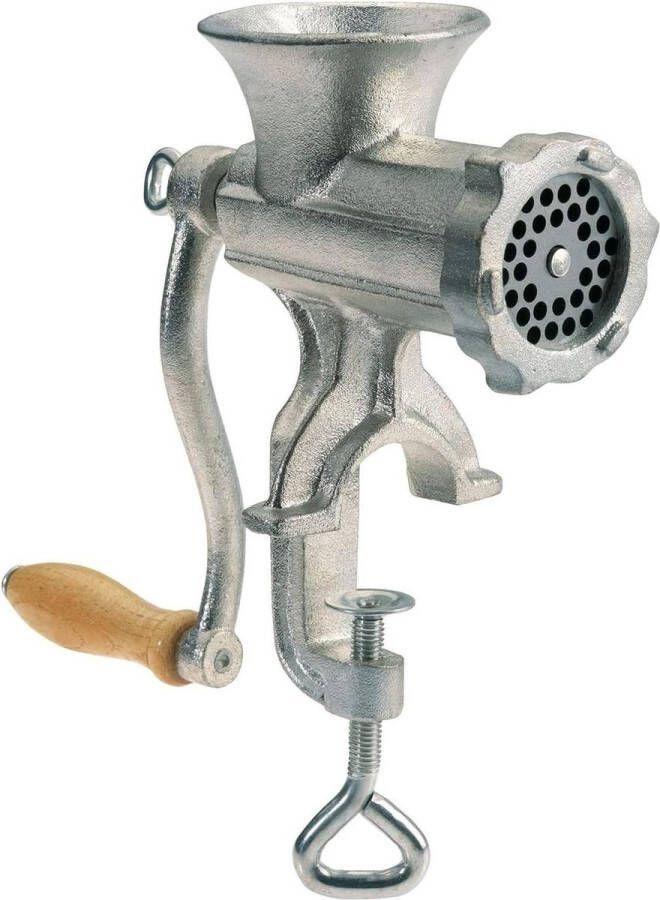 Vleesmolen vertind gietstaal zilver met geperforeerde schijf worstvultrechter opzetstuk voor koekjes schroefklem tafelmontage Westmark 97502260 - Foto 2