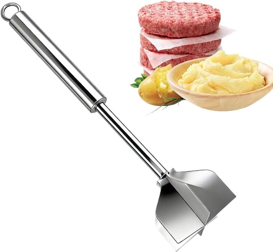Vleesmolen Gereedschap Hamburger Smasher Maaltijdbereiding Keuken Roestvrij Staal 26 cm Lengte