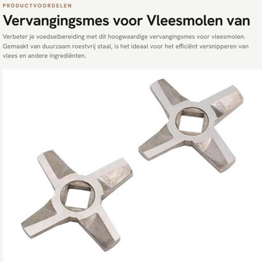 Vleesmolenmes 8# Hoogwaardig roestvrij staal Duurzaam Vervanging voor levensmiddelenhakmolen Ideaal voor thuiskoken Perfect voor hobby- en professionele koks Vleesmes