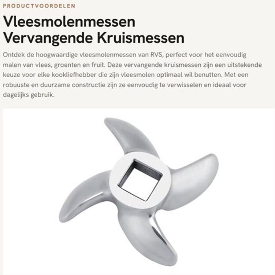 Vleesmolenmessen RVS Vervangende Kruismessen Duurzaam Lemmet Geschikt voor Vleesmolen Eenvoudig te Verwisselen Hoogwaardige Kwaliteit Vleesmaler