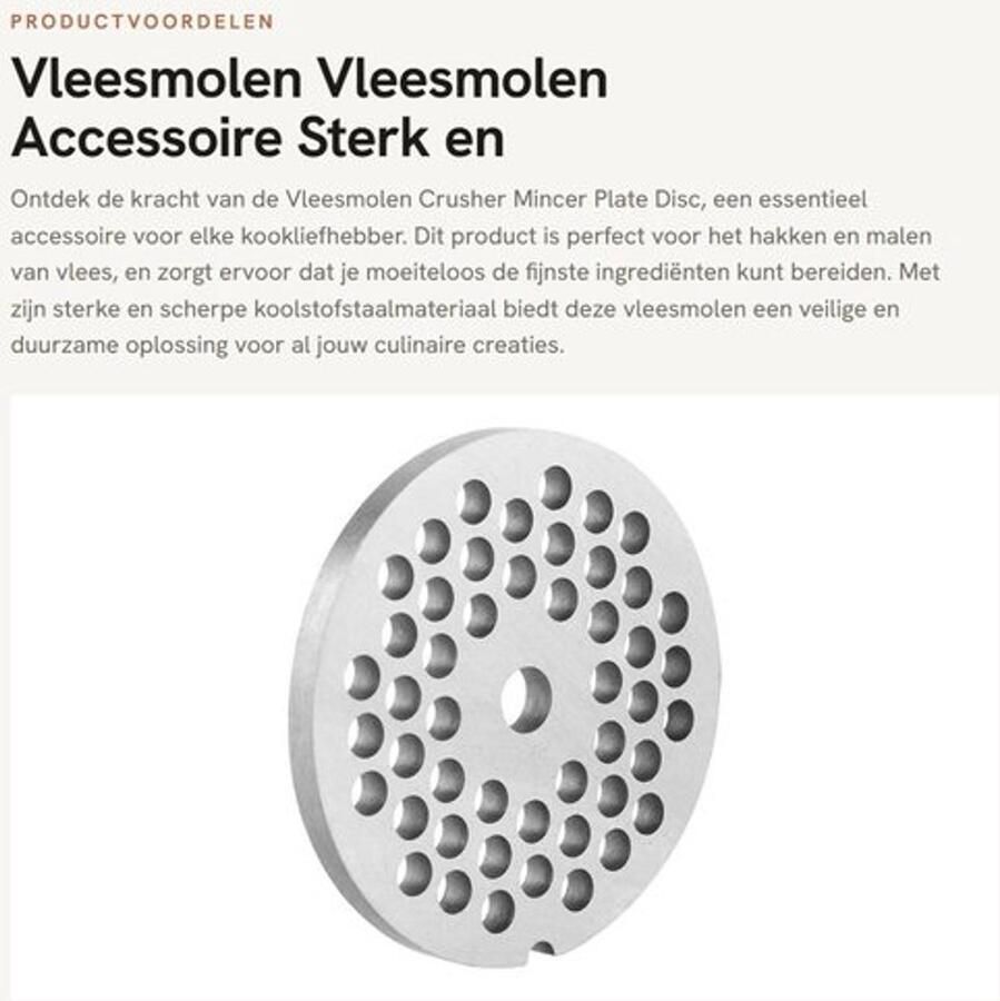 Vleesmolenplaat 5mm Vleesmolen Accessoire Hakmolen Koolstofstaal Vaatwasmachinebestendig Sterk en scherp