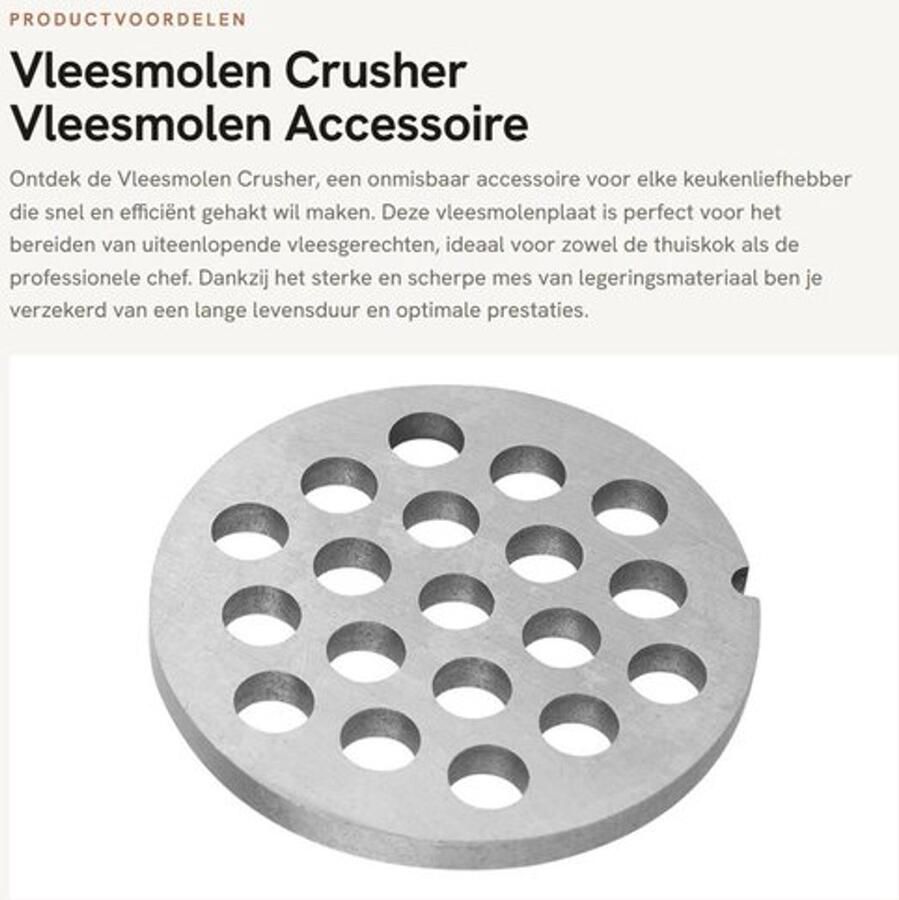 Vleesmolenplaat 8mm Vleesmolen Accessoire Legering Vaatwasmachinebestendig Sterk en scherp Veilig en duurzaam