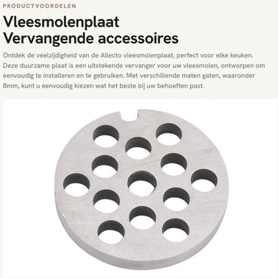 Vleesmolenplaat Roestvrij Staal Vervangend Accessoire Geschikt voor Vleesmolen Voedselveilig Materiaal Maten Sterk en Scherp Gehaktmolen