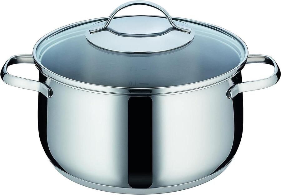 Vleespan met deksel Stoofpan Goulashpan Stoofgerechten Bereiden Inductie Thermostaat Bodem 20 cm 3.1 liter Zilverkleurig