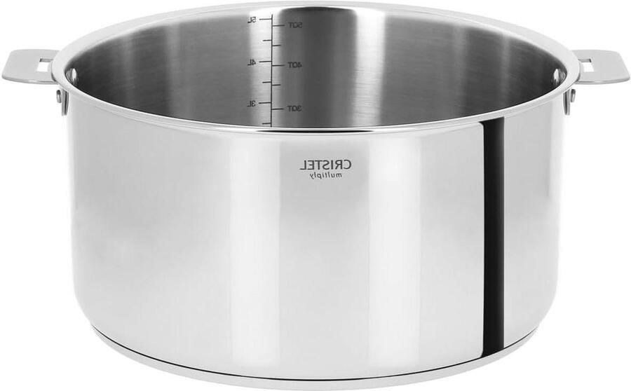 Vleespan Roestvrij Staal Braadpan Kookpan Langzaam Garen Meerlaagse Thermodiffusiebodem Ø 24 cm 5.6L Zilverkleurig
