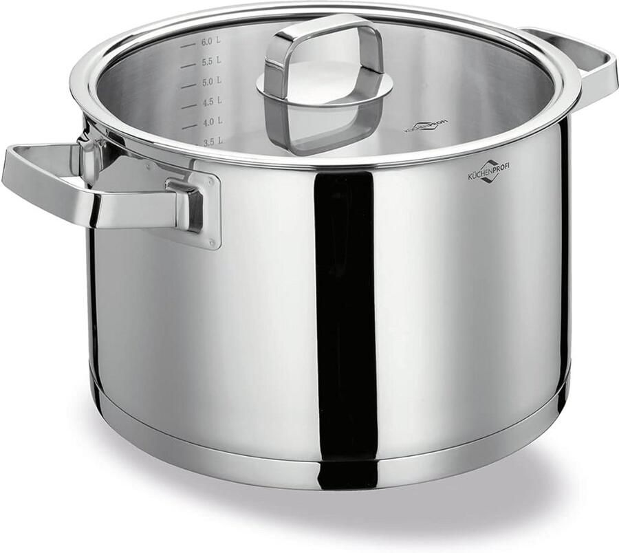 Vleespan SAN REMO Braadpan Keuken Mals Vlees Bereiden Meerlaagse Bodem 6 Liter Inhoud Zilver