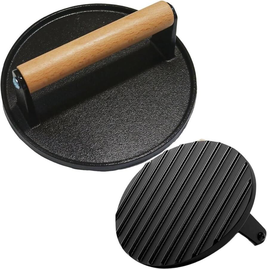 Vleespers Burger Grill Tool Gelijkmatige Burgers Voedselveilig Metaal 19 cm Diameter Zilver