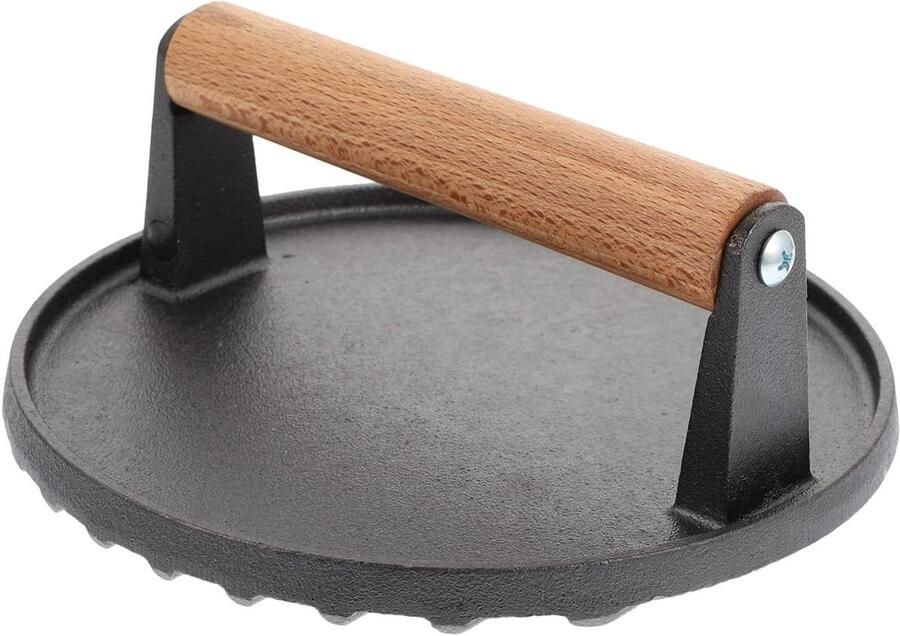 Vleespers Gietijzer Burger Drukker Perfecte Burgers Maken Houten Handvat 17.8 cm Kleuren