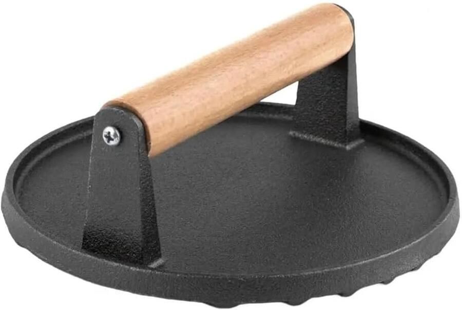 Vleespers Gietijzer Burgerpers Grillen Gelijkmatige Druk 19 cm Zwart