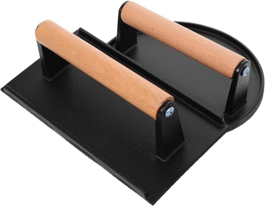 Vleespers Gietijzer Burgerpers Perfect Grillen Ergonomisch Houten Handvat 21 cm Zwart