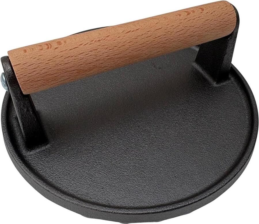 Vleespers Gietijzer Hamburger pers Vlees Grillen Antiaanbaklaag 17 cm Diameter Zwart