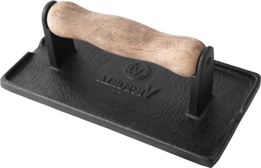 Vleespers Grillpers Panini Gelijkmatig Grillen Gietijzer Warmtebehoud 21 x 11 cm Zwart