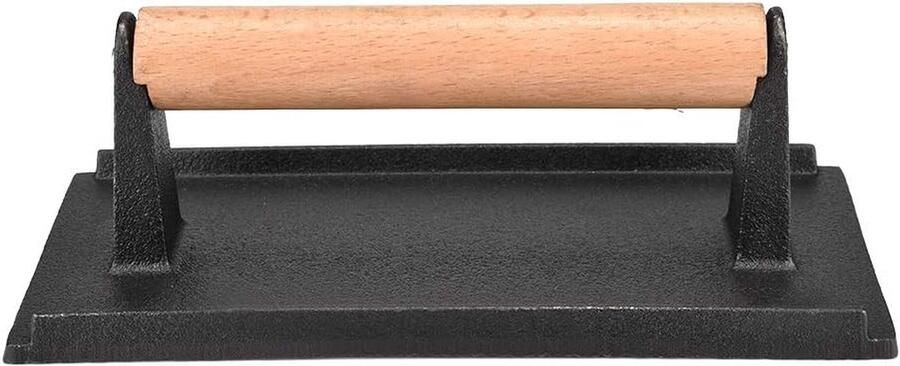 Vleespers Steakpers Grill BBQ Bereiding Gietijzeren Kwaliteit 20.5 cm Zwart