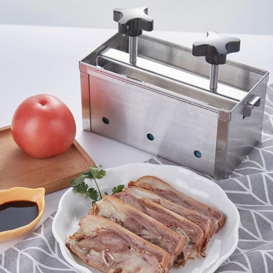 Vleespers Vorm Gehaktvorm Maker Hamburger Maken Dubbele Schroef Druk 20x10x9.5 CM Zilverkleurig