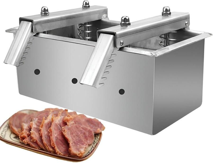 Vleespersvorm Roestvrij Staal Lunchvleesmaker Baksteen Zelfgemaakte en Maken Veerdruk Ontwerp Maten Beschikbaar Zilverkleurig