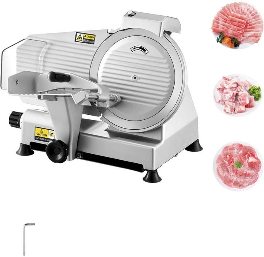 Vleessnijder Professionele elektrische vleeswarensnijmachine Motor 180W Instelbare Dikte 0–10 mm RVS Mes Geschikt voor Diepvriesvlees Vlees groente brood kaas