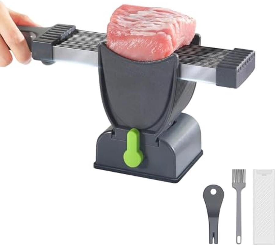 Vleessnijder voor Thuis Handmatige Roestvrijstalen Snijmachine voor Vers Rauw Vlees Verstelbare Dikte 2 of 4 mm