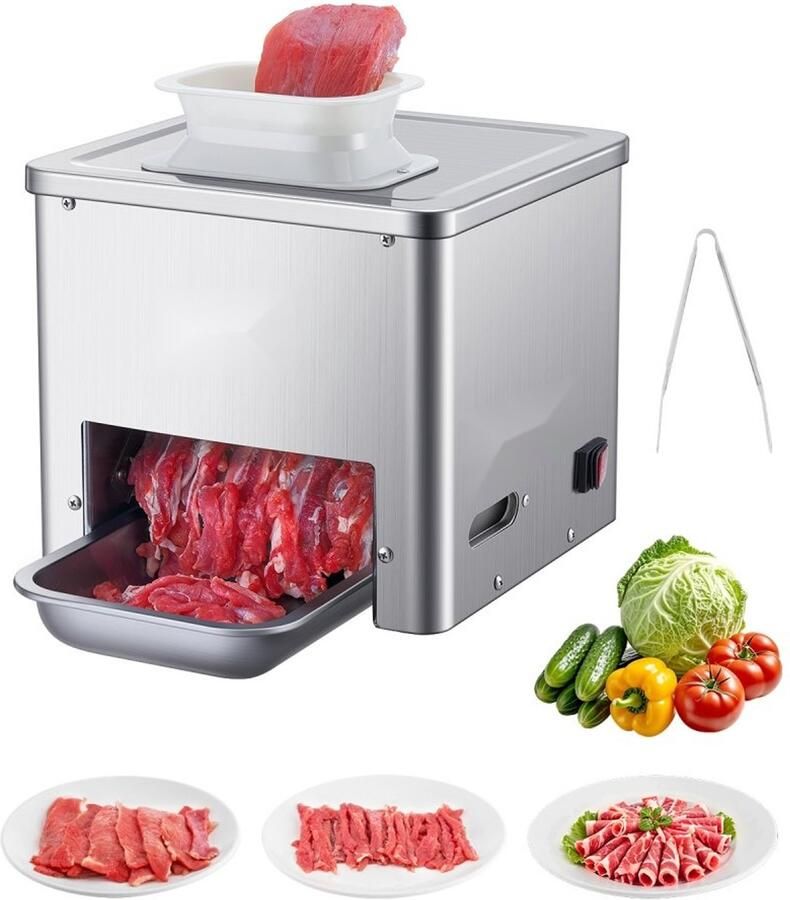 Vleessnijmachine Commerciële elektrische vleessnijder Vermogen 550 W Capaciteit 159 kg u Snijdikte 3 5 mm Roestvrij staal