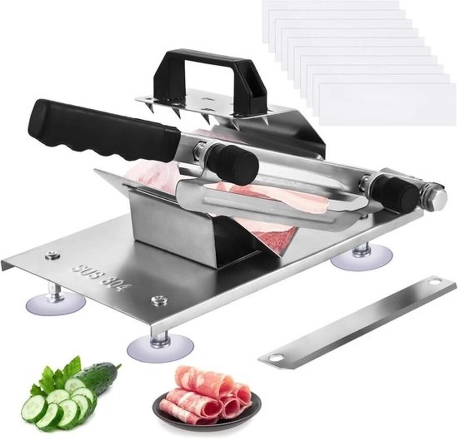 Vleessnijmachine Handmatig Snijapparaat Thuisgebruik Keuken Roestvrij Staal 42 x 30 x 17 cm Zilver Zwart
