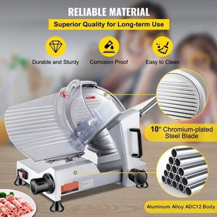 Vleessnijmachine Snijmachine Elektrische 240W Commerciële met 10 Stalen Mes en 350-400 RPM Snelheid