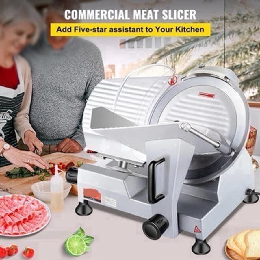 Vleessnijmachine Snijmachine Elektrische 240W Commerciële met 10 Stalen Mes en 350-400 RPM Snelheid