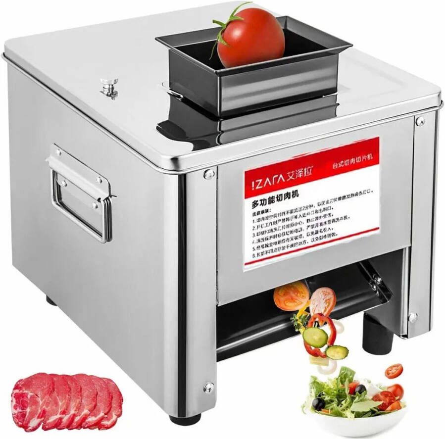 Vleessnijmachine Vleesmolen Vleessnijder Vleesmachine Groentemolen Groentesnijder Elektrisch RVS 850W Snijdt Vlees en Groenten 150 kg uur Automatisch Met Vervangbare Messen Voor Professioneel Gebruik Groentesnijmachine