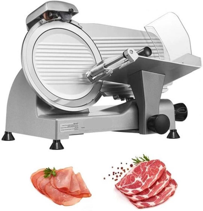 Vleessnijmachine Vleessnijder Snijmachine Broodsnijmachine Elektrische 10 Inch Roestvrijstalen Mes Allessnijder Ingebouwde Slijpsteen – Instelbare Snijdikte 0-12 mm – Perfect voor Deli en Thuisgebruik