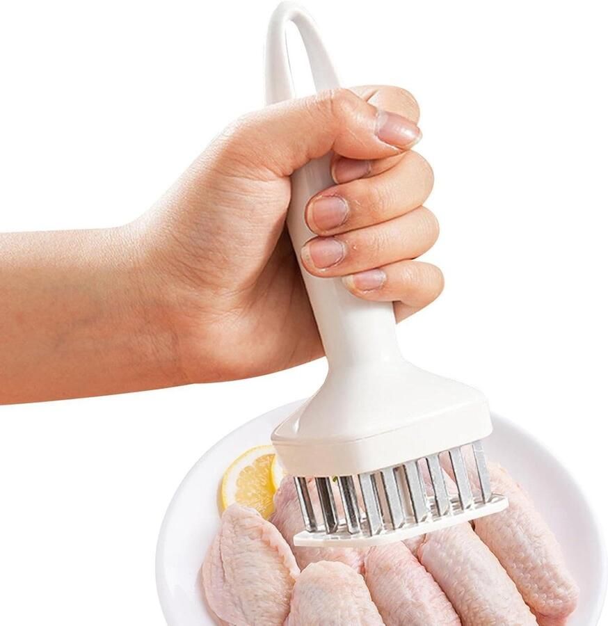 Vleesvermalser Vleesklopper Tenderizer Vlees Malser Maken Roestvrijstalen Naalden 63 x 95 x 63 cm Wit