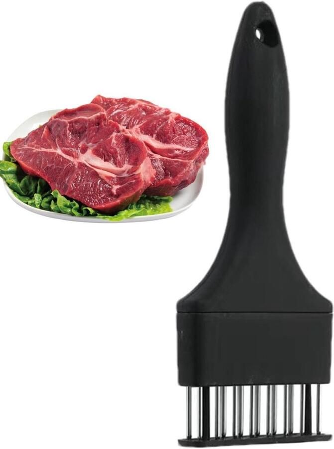 Vleesvermalser Roestvrij Staal Keuken Tool Vlees Mals Maken Ergonomisch Handvat 19.8x7.5cm Zwart