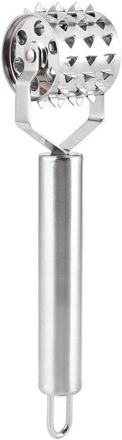 Vleesvermalser RVS Vleesroller Kiphamer Kruiden Laten Intrekken Ergonomisch Handvat 21 cm Zilver