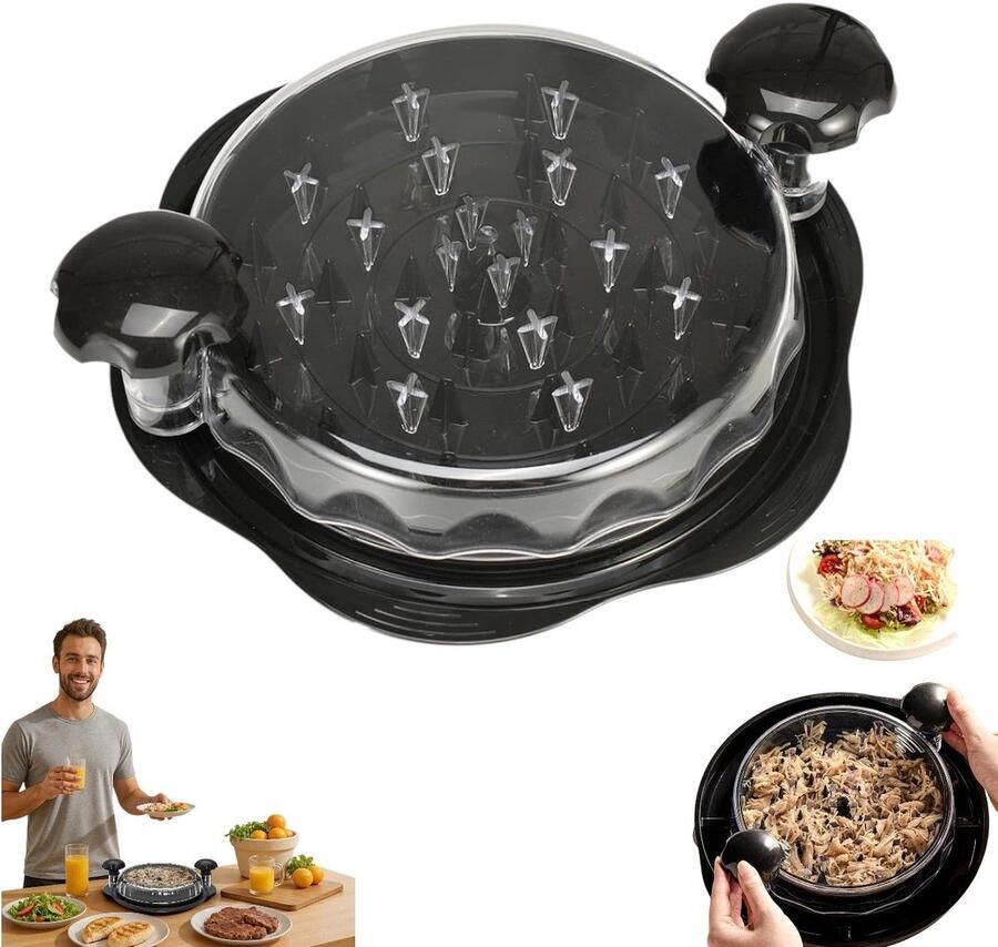 Vleesversnipperaar Kippenversnipperaar Handmatige vleesvermalser Knoflookpers Roterende vleesversnipperaar afneembaar Geschikt voor vlees groenten en knoflook (27 5*8 cm Zwart)