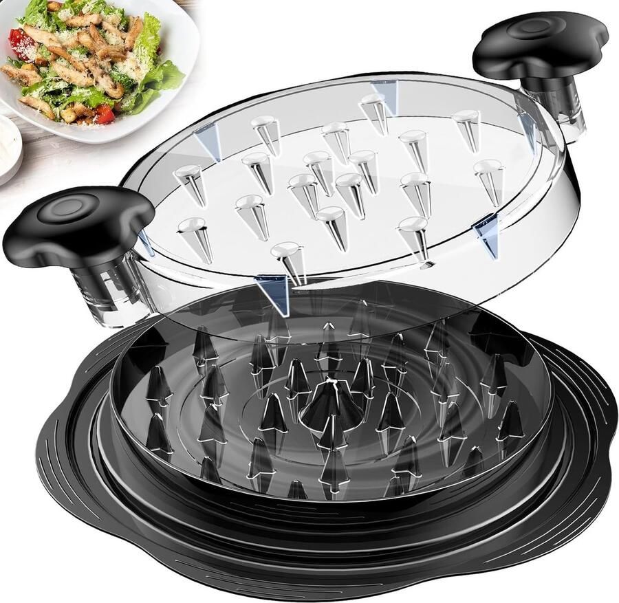 Vleesversnipperaar Kippenversnipperaar Knoflookpers Afneembaar Borstel en Vork Vaatwasser Reinigen BPA-Vrij Zwart Voor Vlees Groenten en Knoflook Fitness Barbecue Huisdieren