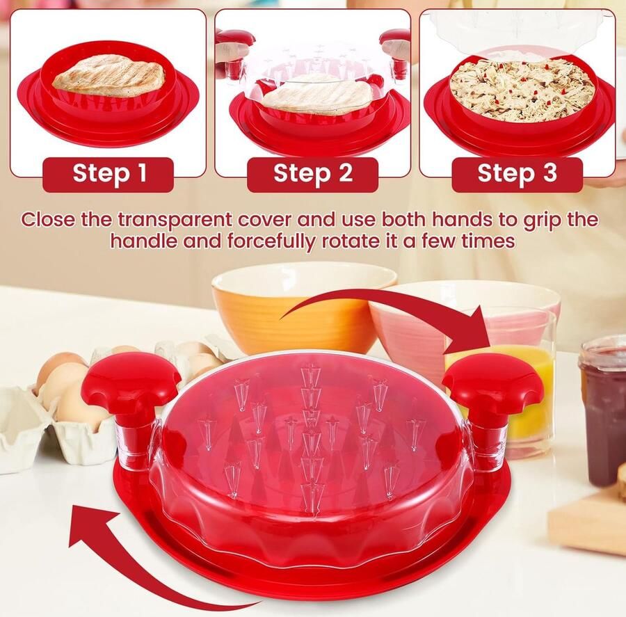 Vleesversnipperaar Pulled Meat Maker Snel Vlees Bereiden Antislip Bodem 25 cm Zwart