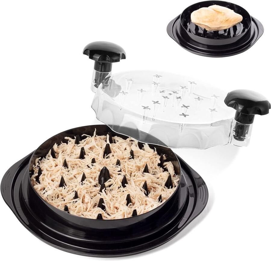 Vleesversnipperaar Pulled Meat Tool Snel Vlees Bereiden Transparante Deksel 25 cm Zwart