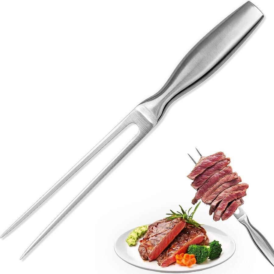 Vleesvork roestvrij staal 27 cm grillvork braadvorken trancheervork rechte vleesvork met handvat klassieke stijl grillvork van roestvrij staal voor steaks braden gebraden kip en groenten