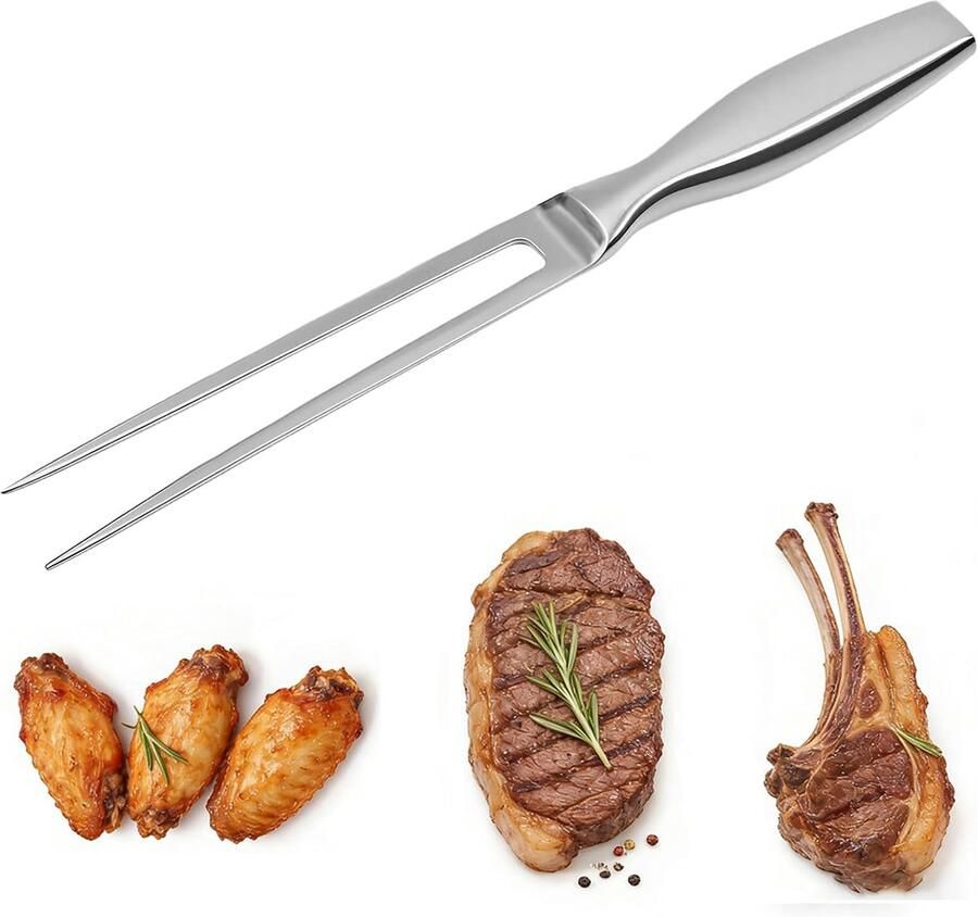 Vleesvork roestvrij staal 27 cm lange trancheervork met ergonomische handgreep grillvork voor grillen en trancheren voor keuken camping grillvlees en vruchten